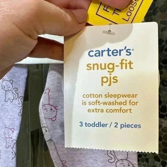 Carter’s Snug Fit Pjs Purple Kitten 2 Piece Set Size 3T - Picture 5 of 8